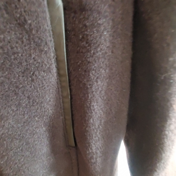 COACH Women's Size Medium Brown Wool/Mohair Blend Leather-Trim Coat - Picture 3 of 7